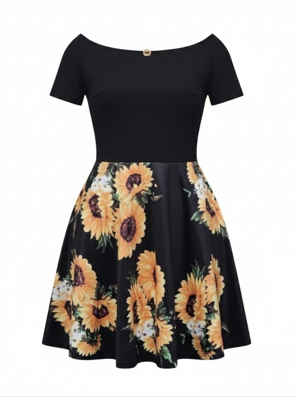 SARIN MATHEWS | OFF-THE-SHOULDER SUNFLOWER TWIRL DRESS - NWOT!